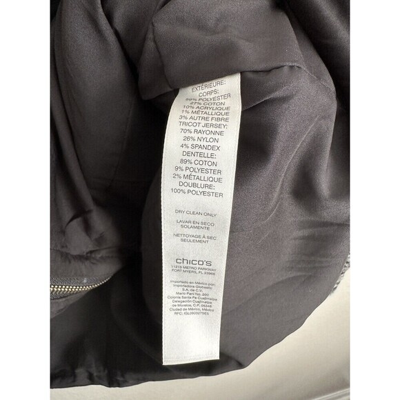 Chicos Jacquard Jacket Womens Size 3 XL Black White Full Zip Long Sleeve Knit - Picture 7 of 8